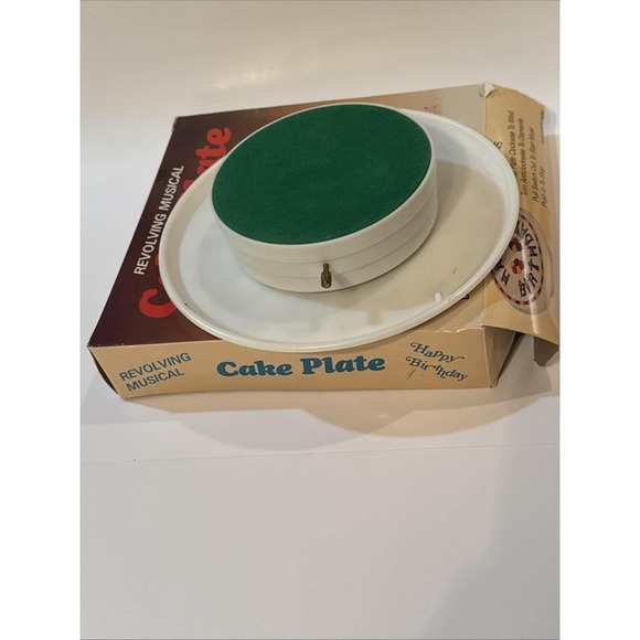 Vintage 1970s Happy Birthday Musical Revolving Cake Plate * 6 3/8" - Picture 7 of 8